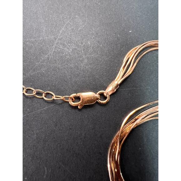 NEW Italian rose gold over sterling silver multi row chain necklace-18 inch - Picture 10 of 11